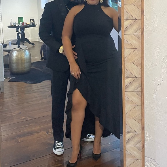 High Neck Split Bodycon Mermaid Evening Cocktail Long Dress - Picture 4 of 4